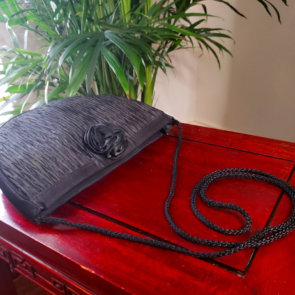 Black Satin Vintage Evening Bag